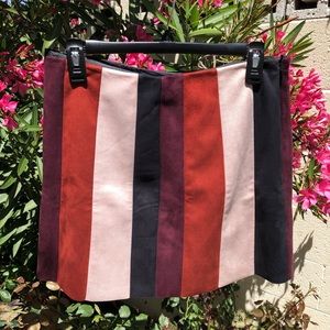 Cute Mini Striped Faux suede skirt